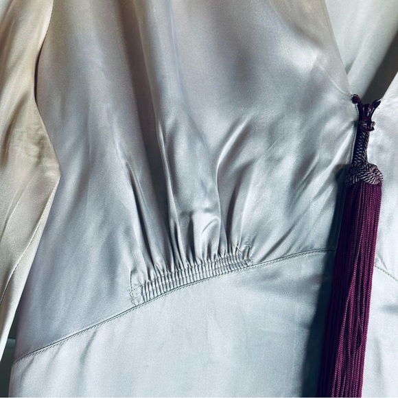 Vintage 30s Canterbury New York Champaign Satin Zip Dress Robe S/M - Picture 16 of 16